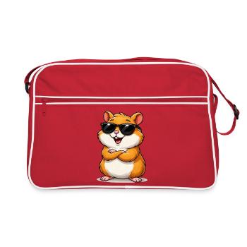 Selbstbewusster Hamster mit Sonnenbrille - Retro Tasche - Rot/Weiß - Vorne