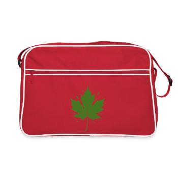 Grünes Ahornblatt mit Spritzern - Retro Tasche - Rot/Weiß - Vorne