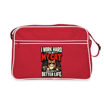 Je travaille dur pour que mon chat ait une vie de luxe - Sac Retro - rouge/blanc - Devant