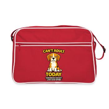 Beagle Can't Adult Today Meme - Retro Bag - red/white - Front