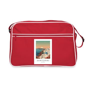 Sunset Santorini Vista - Retro Tasche - Rot/Weiß - Vorne