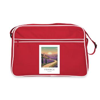 Champ de lavande, Provence, France - Sac Retro - rouge/blanc - Devant