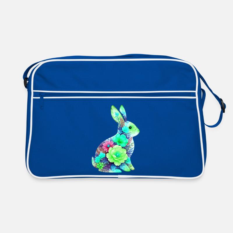 Bunny Watercolor Flowers Easter Retro Bag
