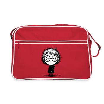 Sticker Girl Melancholy Empty Gaze Manga - Retro Bag - red/white - Front