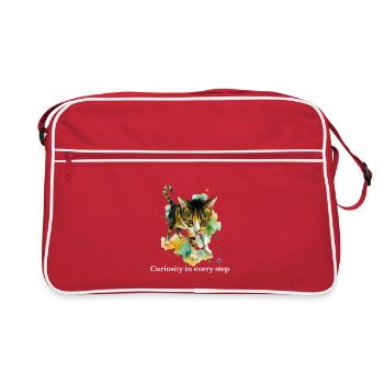 Neugierige Katzen-Aquarellschritte - Retro Tasche - Rot/Weiß - Vorne