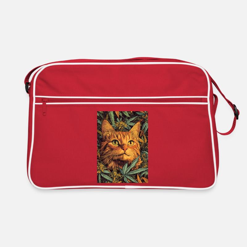 Visage de chat dans la forêt de chanvre Sac Retro