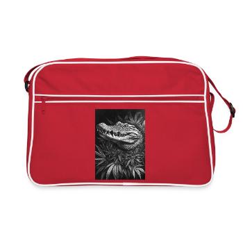 Crocodile dans la forêt de feuilles de chanvre - Sac Retro - rouge/blanc - Devant