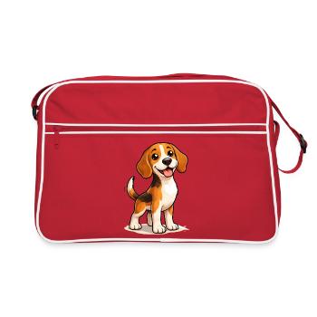 Beagle Dog : design mignon et amusant - Sac Retro - rouge/blanc - Devant