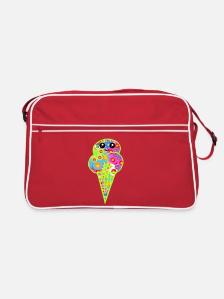 Retro Eis Vintage Kinder Kind 60er  - Retro Tasche - Rot/Weiß - Vorne