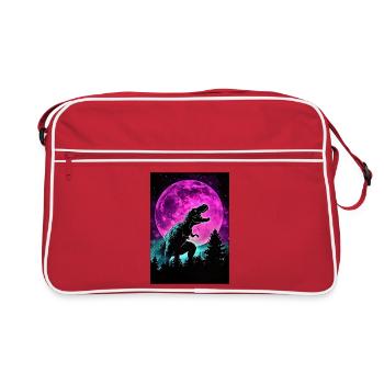 Night T-Rex Neon Moon Silhouette - Retro Bag - red/white - Front