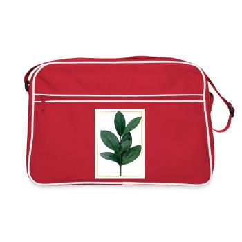 Green leaf branch with gold border - Retro Bag - red/white - Front