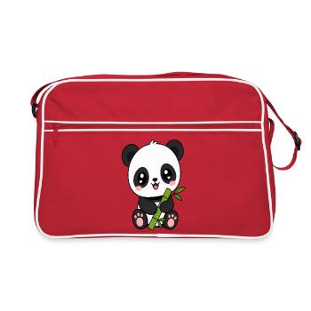 Panda Bamboo Charm - Retro Bag - red/white - Front
