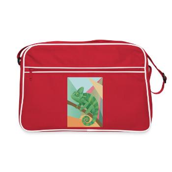 Style géométrique du Caméléon Vert - Sac Retro - rouge/blanc - Devant
