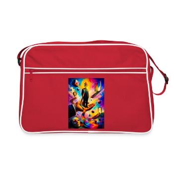 Träume Hand in der Regenbogenrealität - Retro Tasche - Rot/Weiß - Vorne