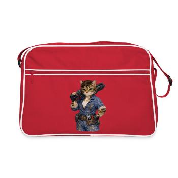 Blotched cyper cat Ellen - Retro Bag - red/white - Front