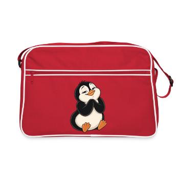Cute cartoon penguin delighted and delighted - Retro Bag - red/white - Front