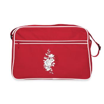 Roses en dessin noir et blanc floral - Sac Retro - rouge/blanc - Devant