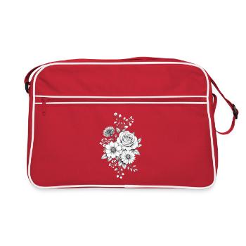 Roseraie en dessin noir et blanc - Sac Retro - rouge/blanc - Devant