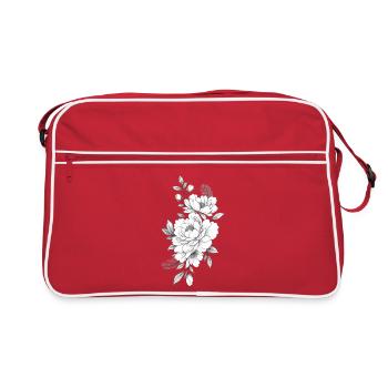 Pivoine encre florale noir - Sac Retro - rouge/blanc - Devant