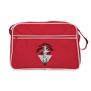 Arbre fractal géométrique sur fond noir - Sac Retro - rouge/blanc - Devant