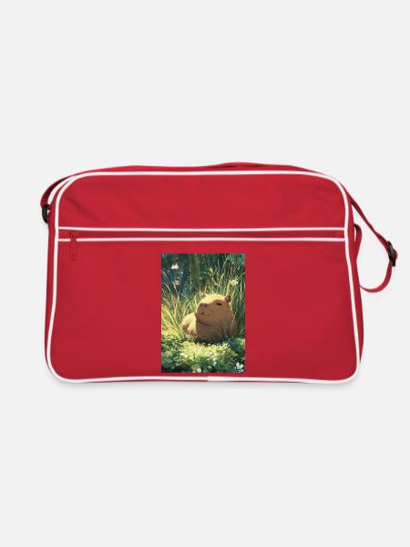 Sun hamster in the grass - Retro Bag - red/white - Front