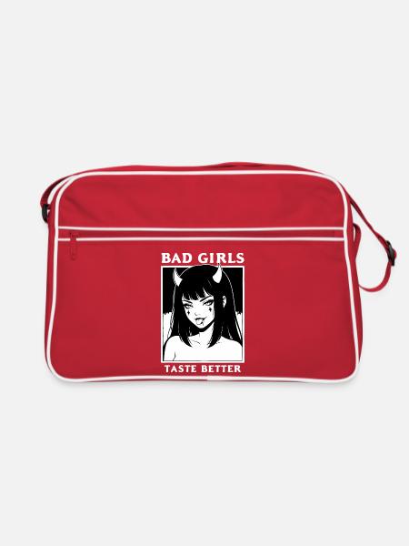 Bad Girl mit Hörnern – Geschmacksvoll - Retro Tasche - Rot/Weiß