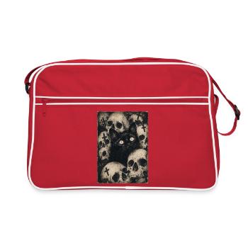 Okkulte Katze - Retro Tasche - Rot/Weiß - Vorne