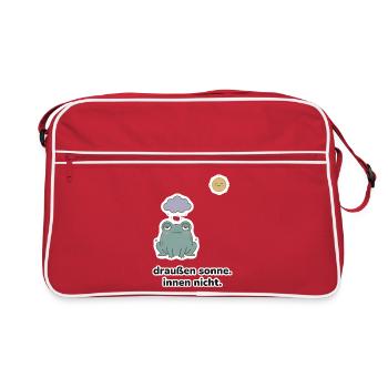 draußen sonne. innen nicht. – Frosch Meme - Retro Tasche - Rot/Weiß - Vorne