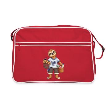 Faultier im Chillmodus Heute nicht! - Retro Tasche - Rot/Weiß - Vorne