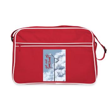 Wolken und Straßenlaterne am Himmel - Retro Tasche - Rot/Weiß - Vorne