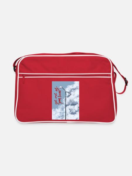 Wolken und Straßenlaterne am Himmel - Retro Tasche - Rot/Weiß