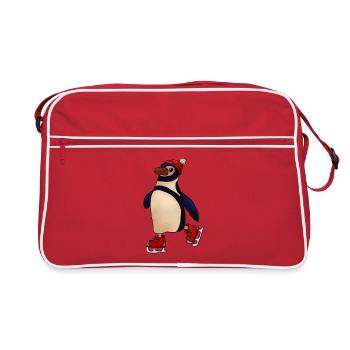Schlittschuhpinguin - Retro Tasche - Rot/Weiß - Vorne