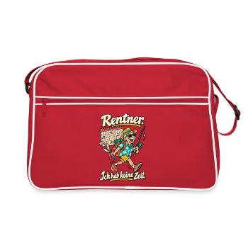 Rentner Ich hab keine Zeit - Retro Tasche - Rot/Weiß - Vorne