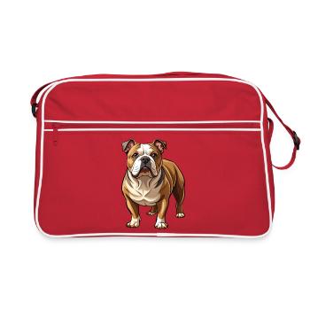 Bulldog-Hund-Stand - Retro Tasche - Rot/Weiß - Vorne