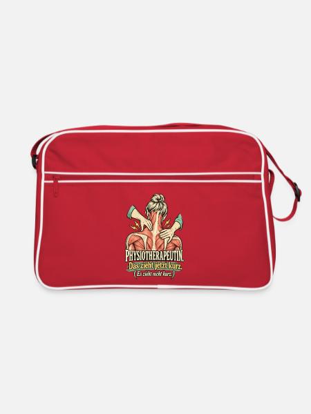 Physiotherapeutin Das zieht kurz - Retro Tasche - Rot/Weiß