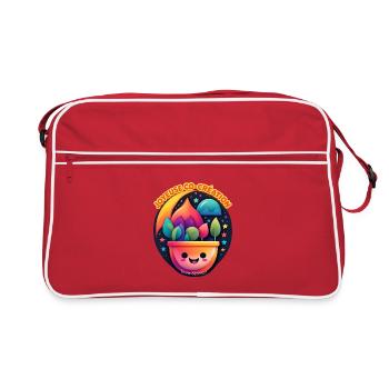 Lächelnder kreativer Topf und Co-Kreation - Retro Tasche - Rot/Weiß - Vorne