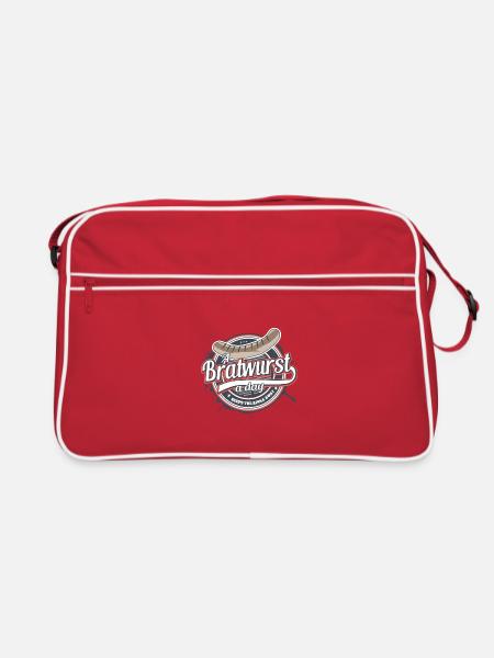 Une Bratwurst par jour éloigne la pomme - Sac Retro - rouge/blanc - Devant