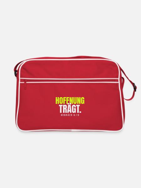 Hoffnung trägt – Hebräer 6,19 - Retro Tasche - Rot/Weiß