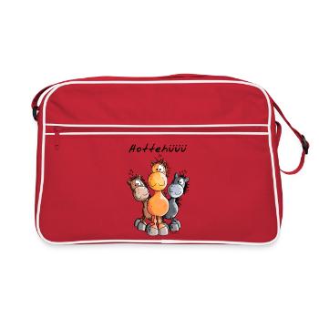 Hottehüüü Pferdchen Trio - Fuchs - Rappe - Brauner - Retro Tasche - Rot/Weiß - Vorne