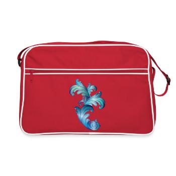 wunderschönes blau schimmerndes Barock Ornament - Retro Tasche - Rot/Weiß - Vorne