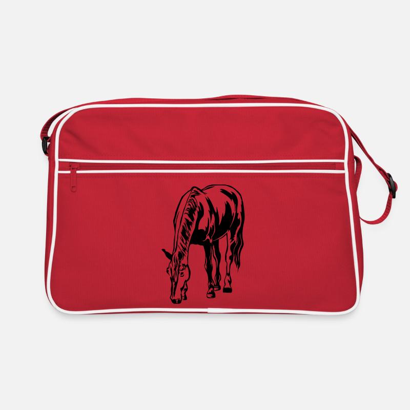 Grasendes Pferd Retro Tasche