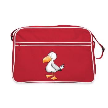Drollige Möwe I Nordsee Urlaub - Retro Tasche - Rot/Weiß - Vorne