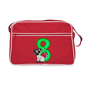 8 Birthday 8 years old with animal motif - eight - Retro Bag - red/white - Front
