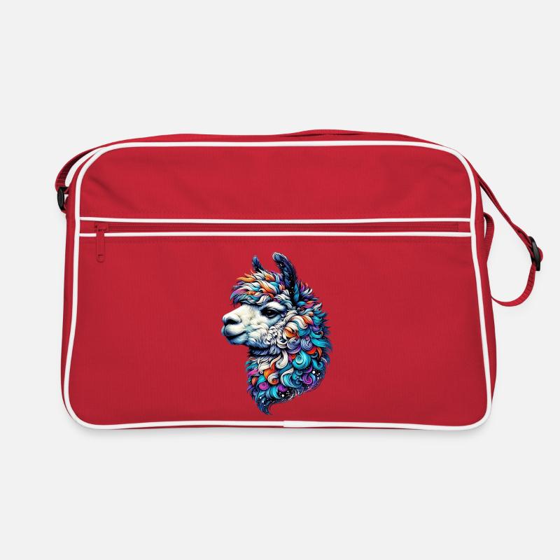 Alpaka - Retro Tasche - Rot/Weiß