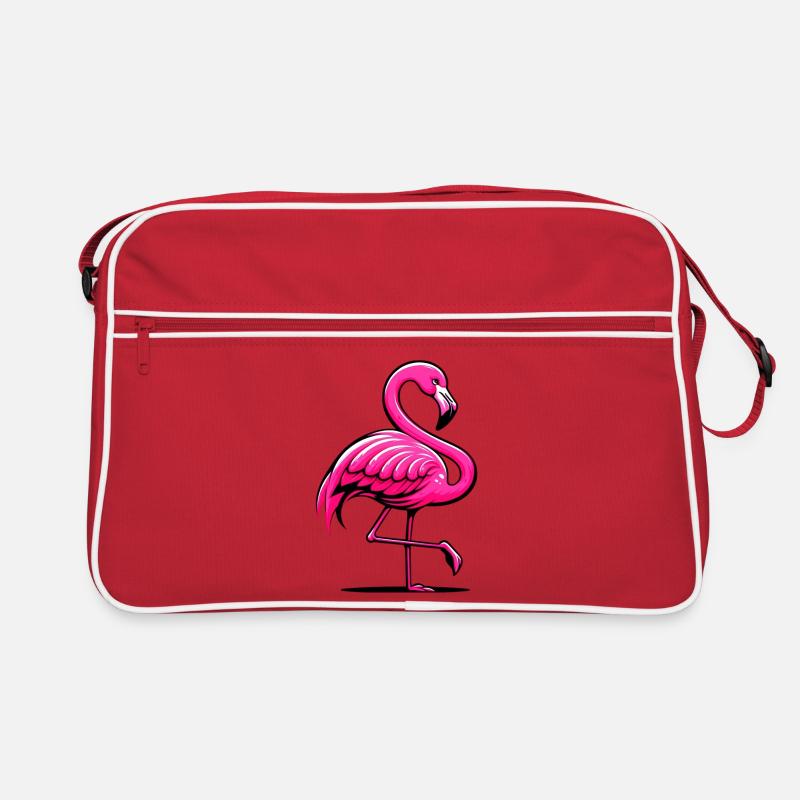 Flamingo - Retro Tasche - Rot/Weiß