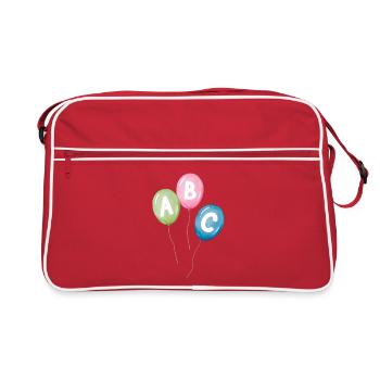 Luftballons mit ABC Buchstaben - zum Schulanfang - Retro Tasche - Rot/Weiß - Vorne