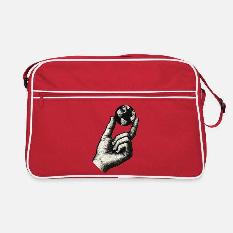 Kleine Welt, Erde - Retro Tasche - Rot/Weiß