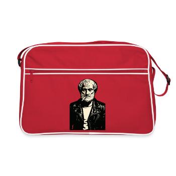 Aristoteles Antiker Philosoph Noir Rebell Porträt - Retro Tasche - Rot/Weiß - Vorne