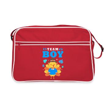 Thanksgiving Gender Reveal Werdende Mutter - Retro Tasche - Rot/Weiß - Vorne