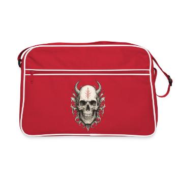 Crâne cornu runique cramoisi - Sac Retro - rouge/blanc - Devant